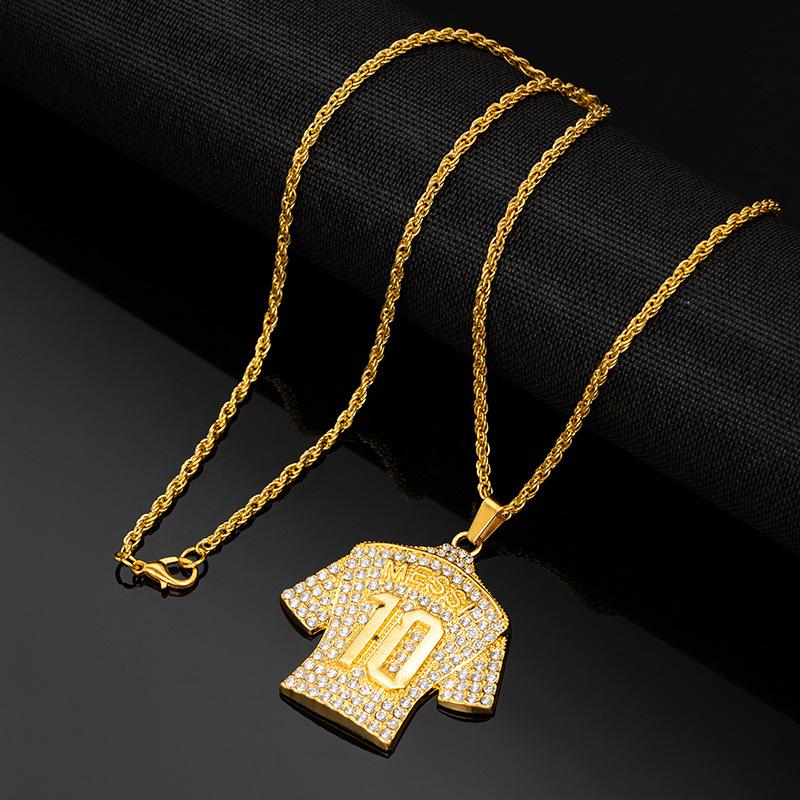 

Ожерелье с бриллиантами MESSI No. 10 Мужская крученая цепочка джерси, длинная цепочка для свитера X235-2