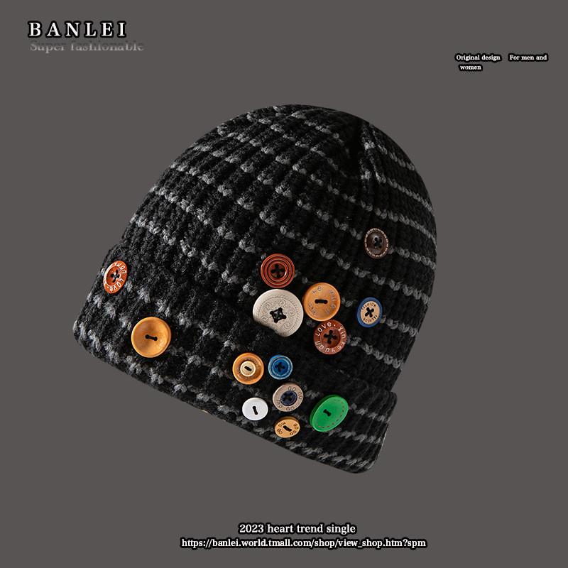Cozy Knit Beanie For Women And Men With Stylish Button Design Warm Winter Hat