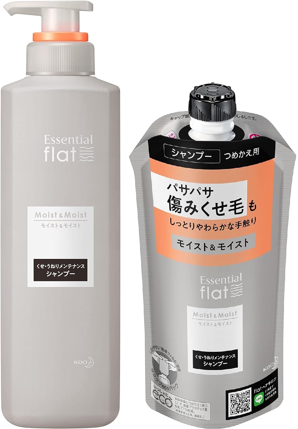 

Flat Essential Moist Moist 500ml bottle 340ml refill For wavy manageable and straight Contains detangling ingredients styling Refreshing floral & оранжевый