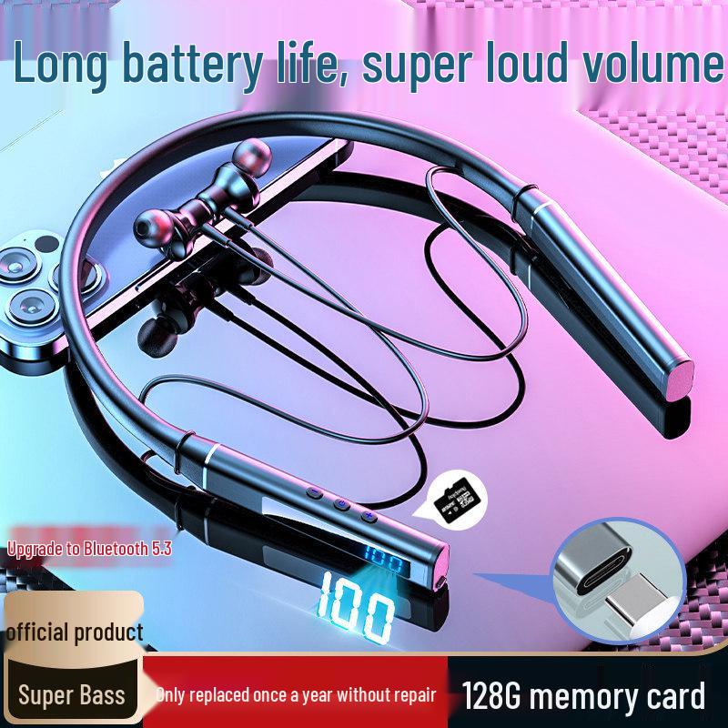 2026 High-End Bluetooth Neckband Headphones for Huawei, Oppo, Vivo, Sony - Large Battery, Unisex.
