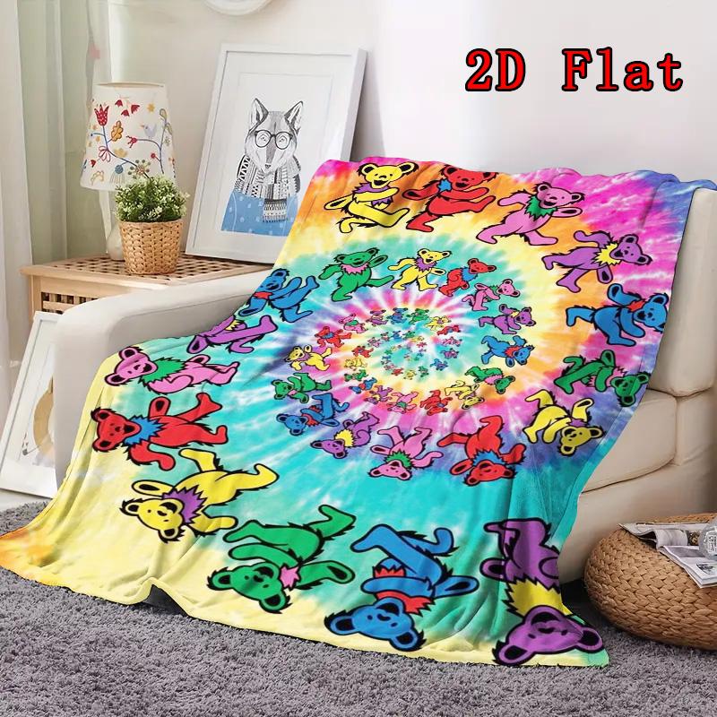 Colorful Dancing Bear 2D Flat Pattern Flannel Blanket High quality All Seasons Warmth and Comfort Perfect for Christmas Gifts.NMT0928222