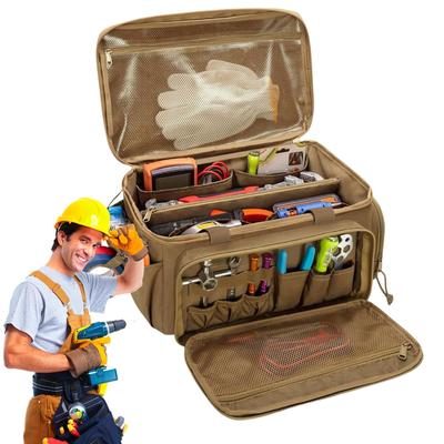 Heavy Duty Tool Tote Bag 14inch Durable Portable Tool Storage Organizer with Multiple Pockets for Electrician Welding Technician