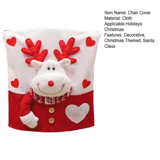 Capa de Cadeira de Natal Boneco de Neve Papai Noel Forma de Rena Capa de Encosto com Tema de Natal Decoração de Assento de Restaurante