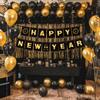 Happy New Years Eve Party Decorations, New Year Party Supplies - Black and Gold Banner (NYE B)
