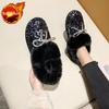 Sequins Bow Flat Snow Boots for Women Winter Round Toe Woman Shoes Padded Comfortable and Elegant On Offer Y2k Work Furry Boot