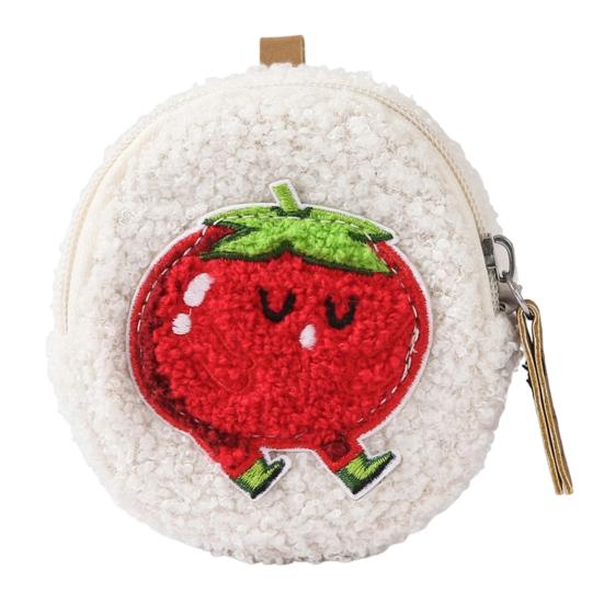 Mini Round Coin Purse Plush Small Pouch Cute Zipper Pouch Compact Change Purse