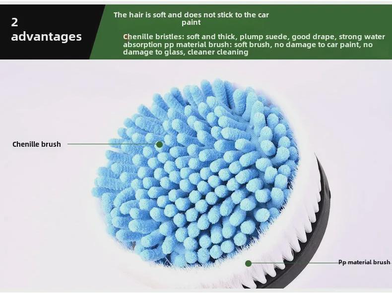 Přenosný teleskopický chenilový mop na mytí auta se samootáčejícím kartáčem