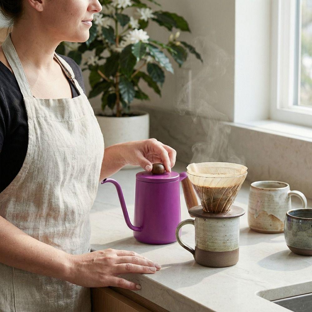 600ML Pour Over Coffee Kettle Stainless Steel Drip Filter Coffee Maker Hand Brewing Kettle  Kitchen