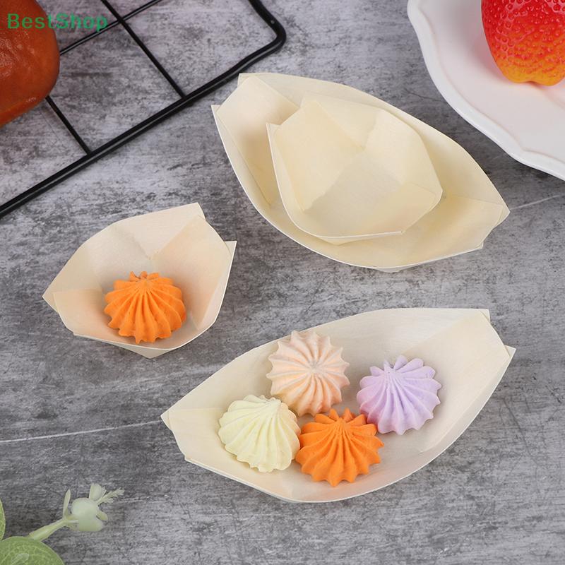 50Pcs Sushi Salad Dessert Bowl Pine Wood Serving Bowl Home Party Wedding Supplies