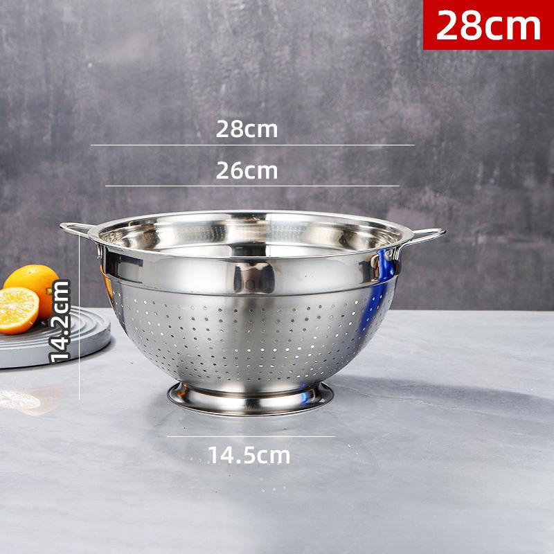 18/30cm Kitchen Washing Strainer Bowl Multipurpose Drain Basket Stainless Steel Handle Fruit Strainer Salad Vegetables Colander