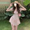 Floral dress women's bubble sleeves small fresh square neck short-sleeved skirt summer new temperament short skirt