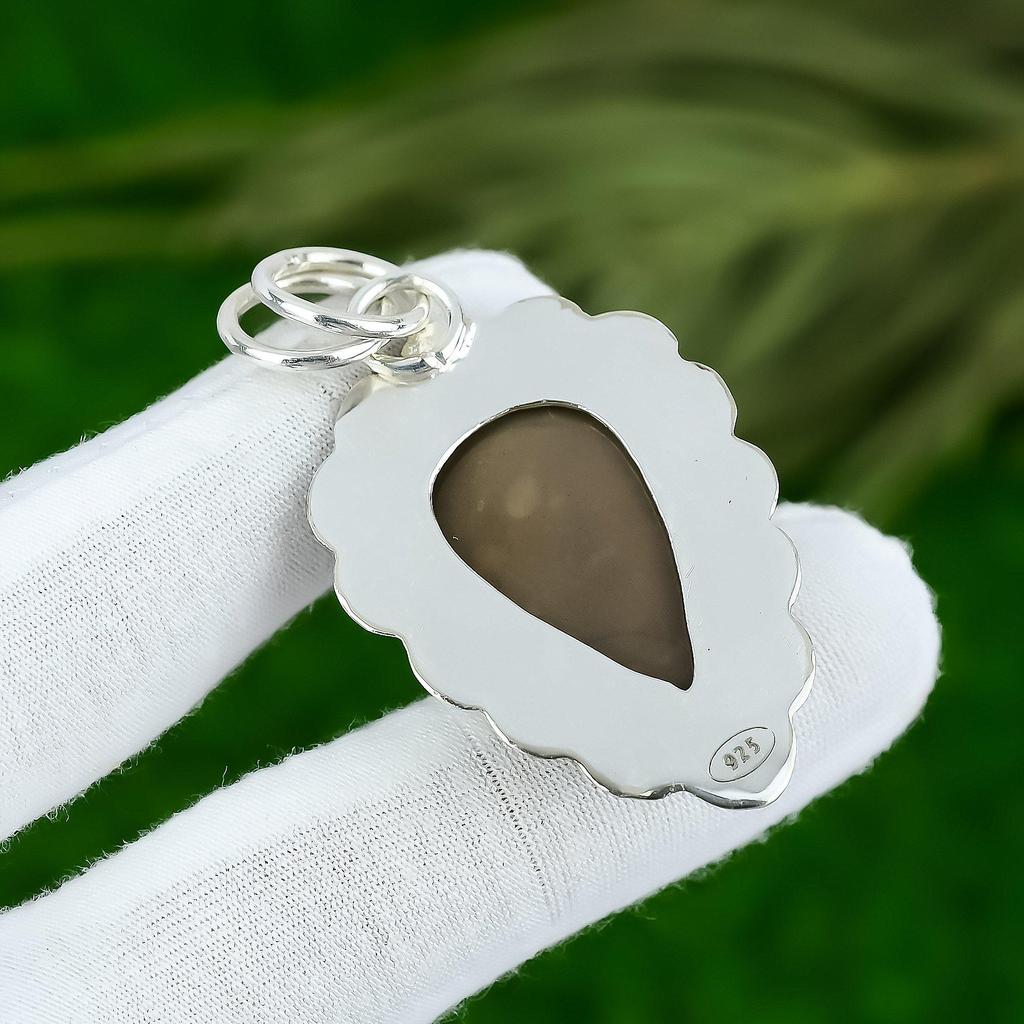 Polychrome Jasper Stone Engagement Mother Ethnic Pendant Jewelry Sterling Silver