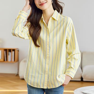 Gestreiftes Hemd für Damen Frühling und Herbst Kleidung Neues lässiges lockeres Oberteil Koreanischer Stil Modehemd