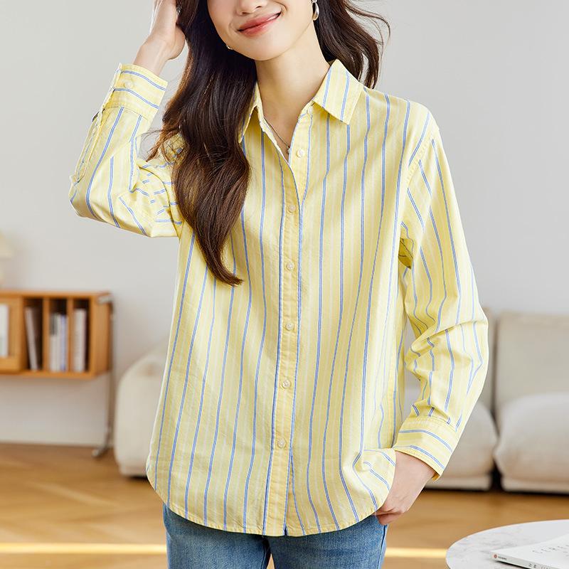 

Striped Shirt for Women s Spring and Autumn Clothes New Casual Loose Top Korean Style Fashion Shirt M