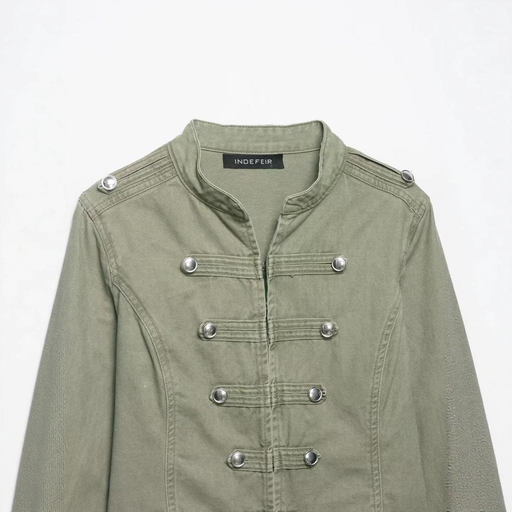European and American Women's Clothing Popular Fashion Button Decoration Slim Jacket