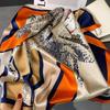 Square Scarf Handmade Shawl Headscarf Curling Geometric Striped Temperament Women'S Professional Square Silk Sunscreen New 90Cm
