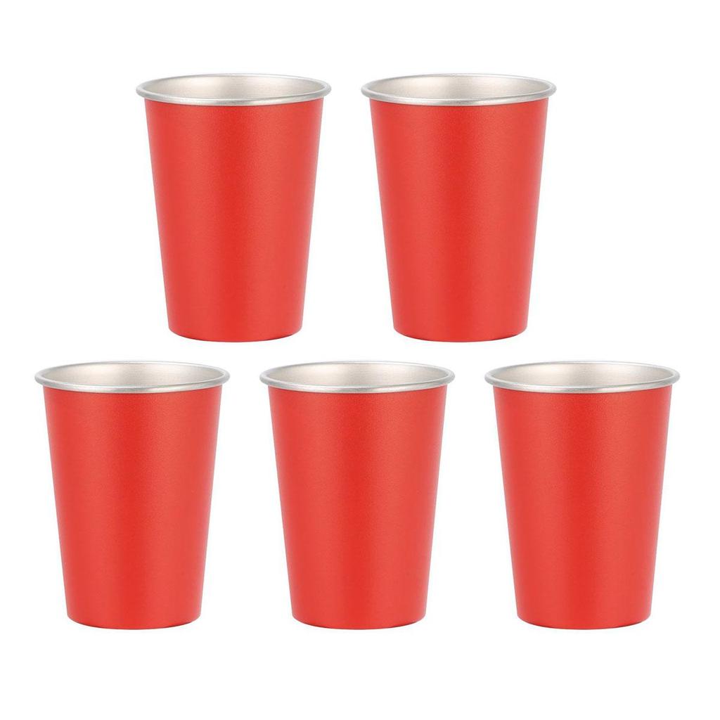 Stainless Steel Cups 350ml (5 Pack) Children Adult Stainless Steel Coffee Cups Stackable Durable Metal Drinking Glasses for Home Party Camping Outdoor