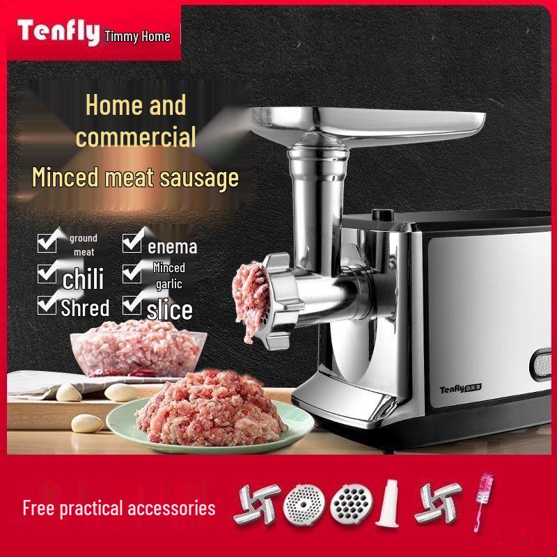 Tenfly Electric Meat Grinder & Sausage Stuffer - Multifunctional Stainless Steel Food Processor for Mincing and Stuffing.