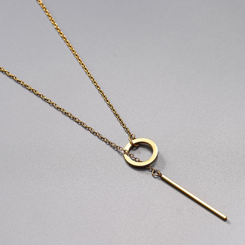 Huitan Novel Round Stainless Steel Pendant Necklace for Women Elegant Party Wedding Fashion Versatile Daily Lady Jewelry GiftGood product
