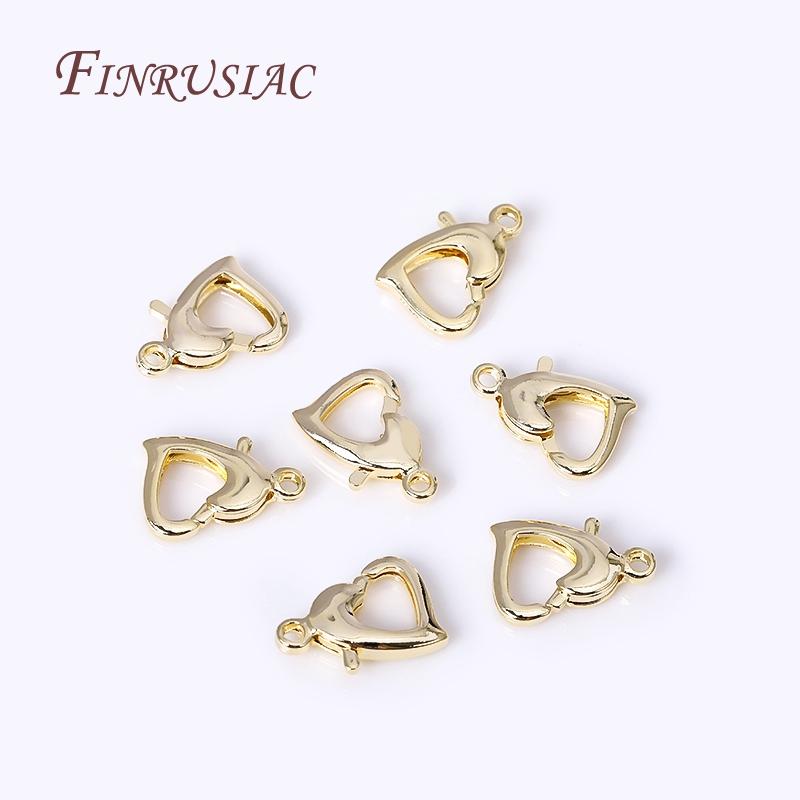10mm/12mm Heart Locks Clasp For Bracelet Necklace Making Fittings 18K Gold Plated Heart Shape Lobster Clasps For Jewelry Making