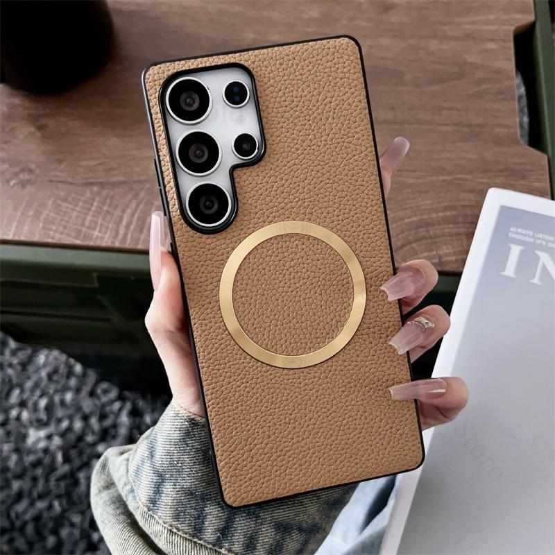 Pokrowiec z funkcją ładowania bezprzewodowego Skórzane etui na telefon Do Samsung Galaxy S25 Edge S24 Ultra S22 S23 Plus A16 A26 A36 A56 5G Fundas Miękki zderzak TPU Pokrowiec na telefon