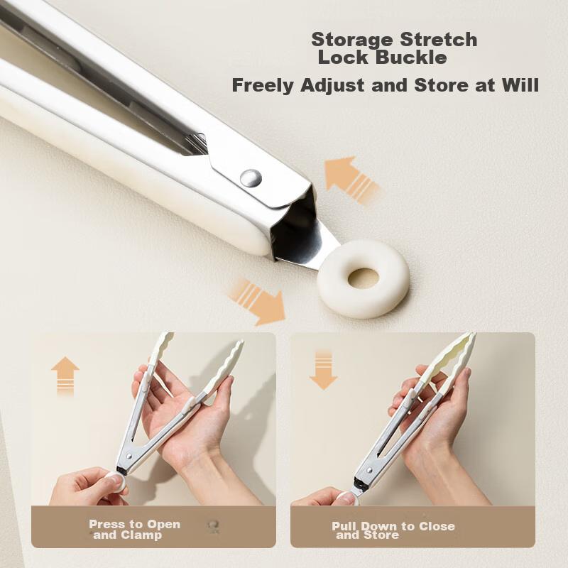 Jingdong Jingzao Tongs, Kitchen Barbecue Tongs, Silicone Stainless Steel Household 33cm