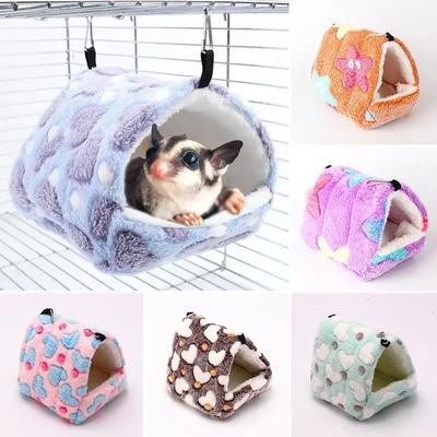 Franela Jaula de Hámster Nido de Algodón Bolsa de Dormir para Petauro del Azúcar Ardilla Mini Erizo Casa Cálida Cama Gruesa de Invierno para Mascota Conejillo de Indias