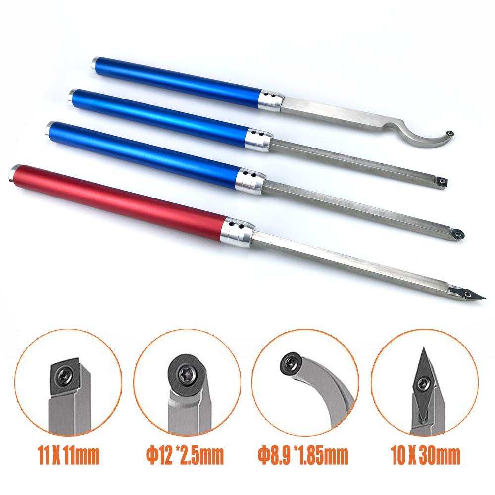 Woodturning Tools Set Woodworking Chisel Carbide Inserts Cutter Stainless Steel Bar Aluminum Handle Wood Turning for Lathe