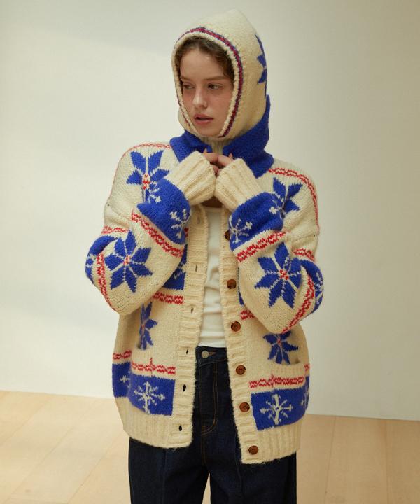 Greenbutter Snowflake Alpaca Cowichan Cardigan (Cream)