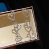 Elegant Zirconia Heart Earrings for Women, French Niche Design, Slimming Effect for Round Faces