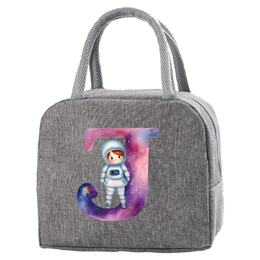 Travel Portable Food Thermal Insulated Children's Astronaut Letter Box Picnic Waterproof Oxford Zipper Breakfast Thermal Bag