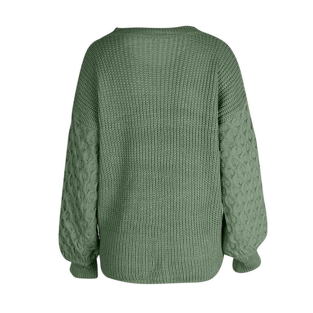 Damen-Pullover, locker, lässig, einfarbig, mit langen Ärmeln, Rundhalsausschnitt