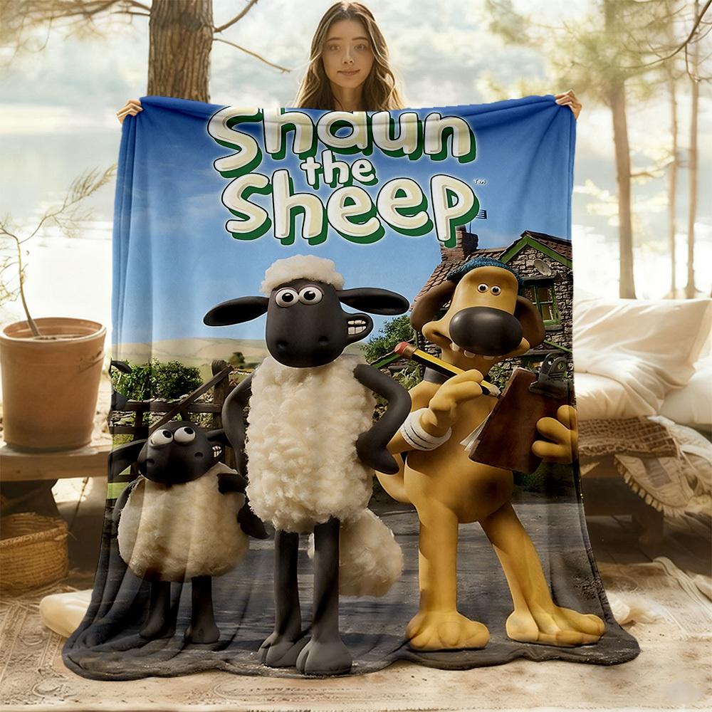 1pc Shaun the Sheep Outdoor Blanket Lightweight Flannel, Soft & Warm, All-Season Use for Sofa, Outdoor, Camping, Living Room014