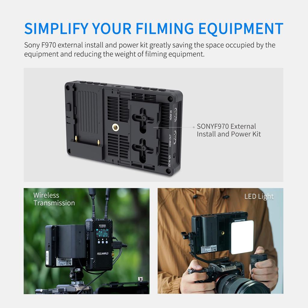 FEELWORLD F5 PROX 1600nit DSLR Camera Field 3D LUT Waveform 4K 1920x1080 Compact Full HD F970 and Storage 5.5-inch High-Brightness Monitor,