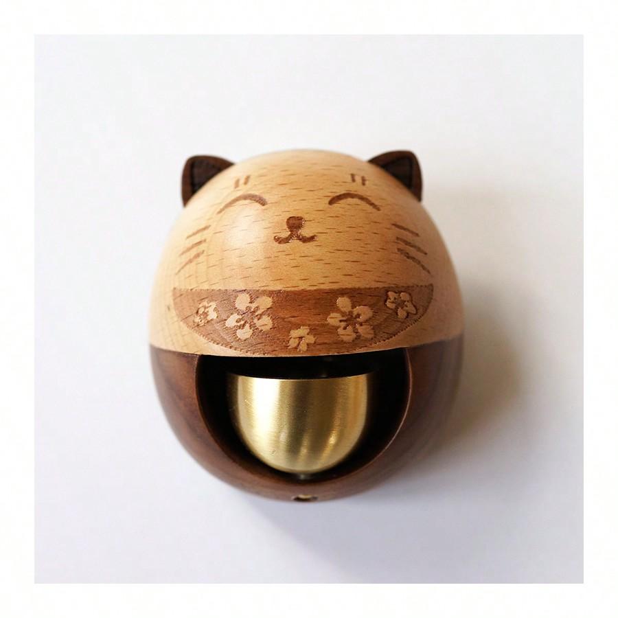 Creative Wind Chime Lucky Cat Bronze Bell Door Clock Bedroom Door Walnut Multi Functional Home Decoration Creative Moving Gift