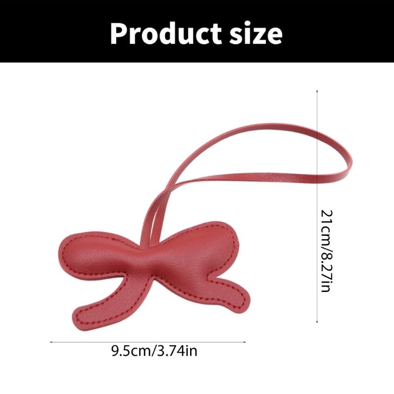 Leather Bowknot Keychain Purse Charm Fashionable Bag Accessories Bag Pendant PU Texture Suitable for Women Girls Present