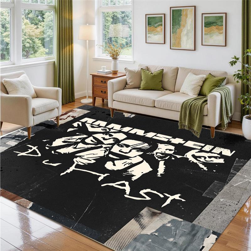 Rammstein Design Crystal Velvet Rug Soft Decorative Mat for Bedroom Entrance