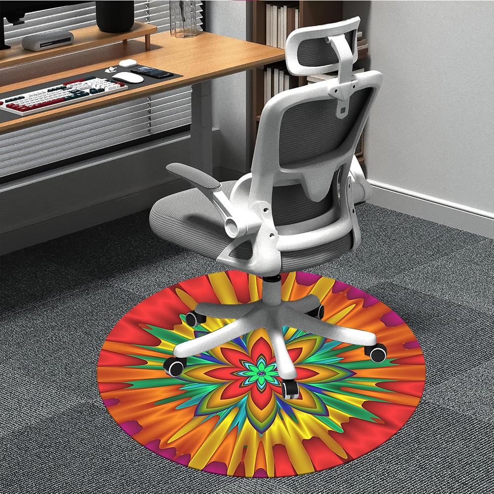 

1PC Kaleidoscope Pattern Chair Carpet for Office, Indoor Non-Slip Washable Carpet, Soft Comfortable Mat For Office Room yy250930284 80cm by 80cm