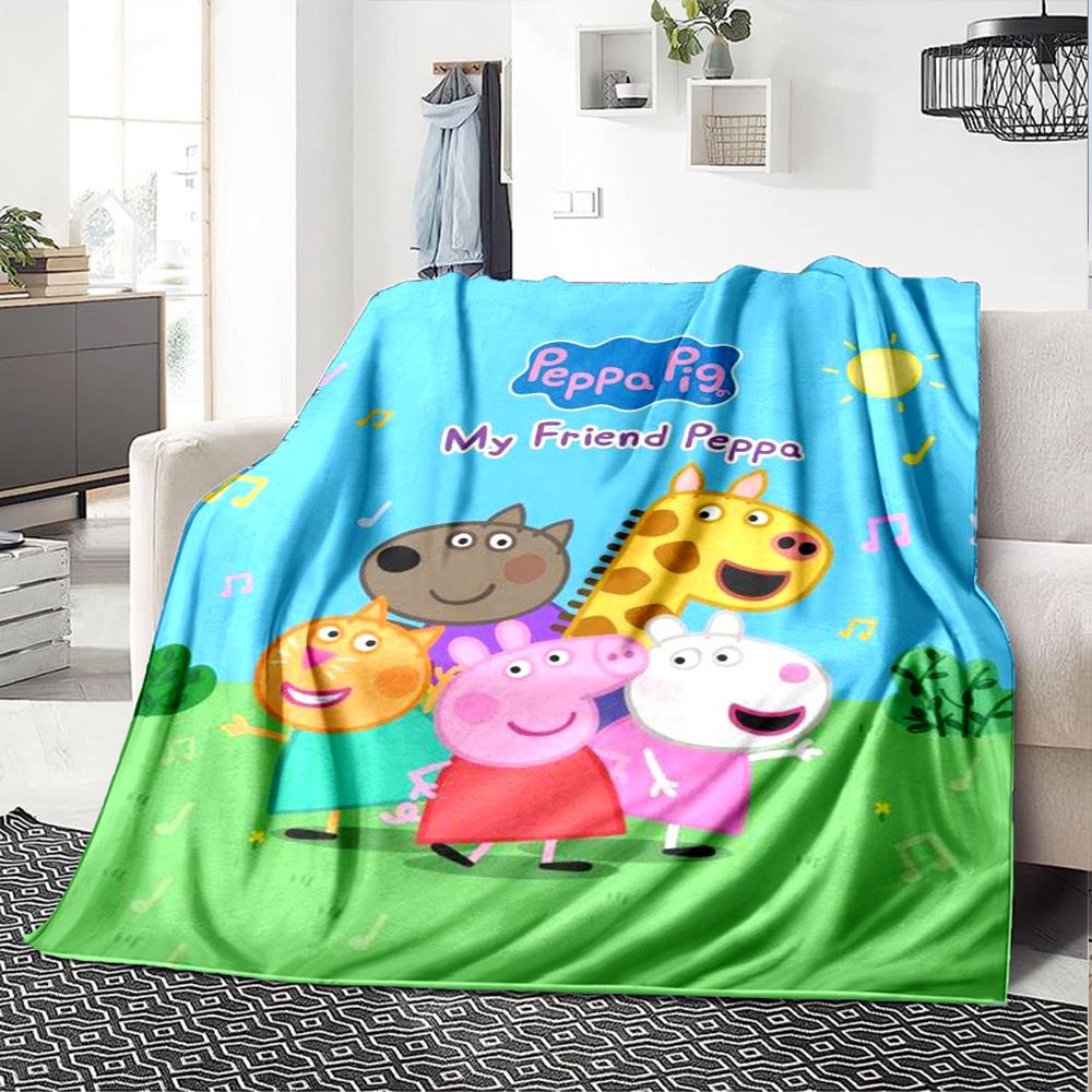 Pig Peppa Print Flannel Blanket High Quality Warm Comfortable Cover for All Seasons Perfect for Gifts Home Decor