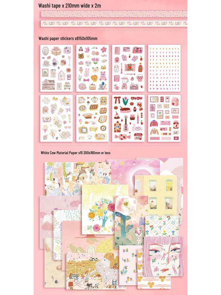 Xin Mo Nuan Ji Hand Account Book Gift Set: Leisure Cultural & Creative Student Stationery with Stickers & Tape