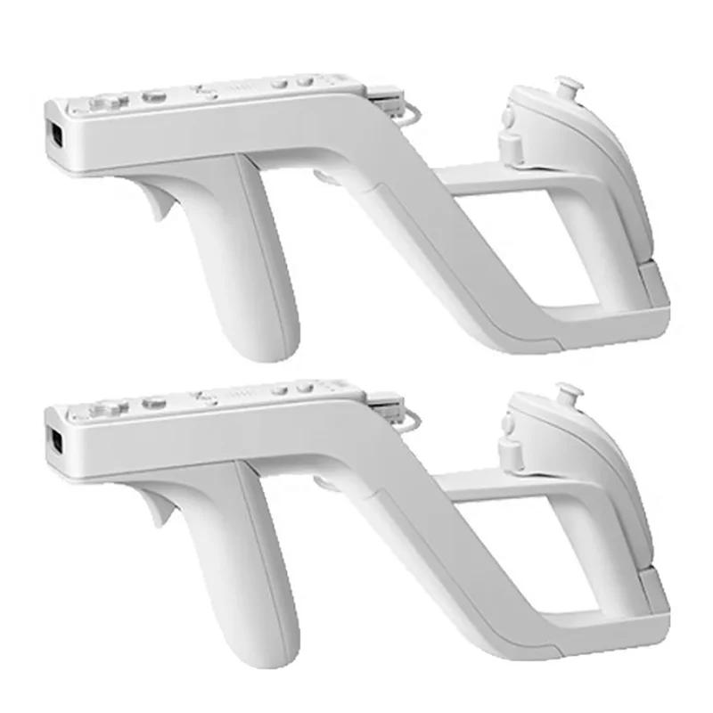 2PCS Zapper Game Holder for Nintendo Wii Remote Right Left Controller Wii Zapper Gaming Accessories white(2 psc)