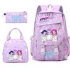 New Cartoon Printed Student Pencil Case Lunch Bag Three-piece Backpack