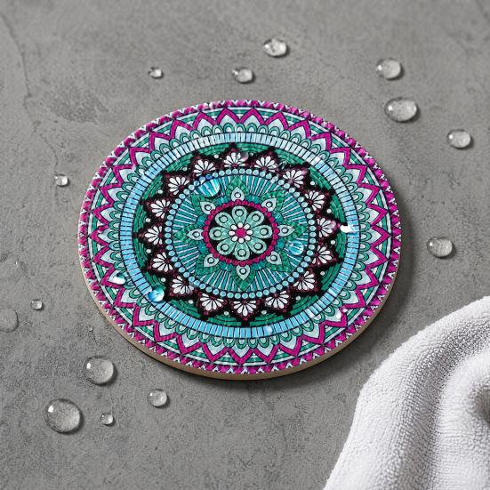 8PCS Coasters, Colorful Wood with Non-Slip Coasters, Heat Insulation Waterproof Drink Holder, for Home Office Dining Table