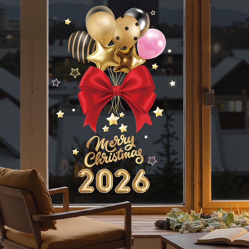 Adesivi per Vetrine Capodanno 2025 Decorazione Natalizia Babbo Natale Pupazzo di Neve Adesivo Albero di Natale Decorazione Vetro Decalcomania Regalo di Natale