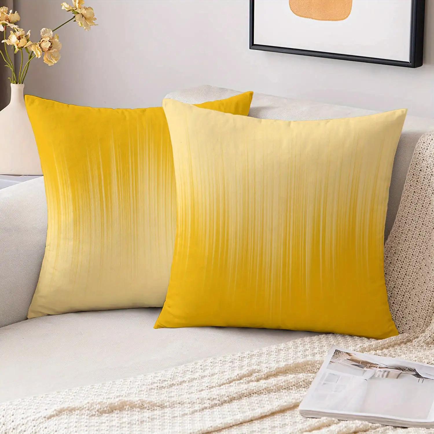 18 inches x 18 inches 2PCS Velvet Solid Colorful Throw Pillows Cover for Sofa Couch Bedroom Soft Square Pillow Covers жёлтый