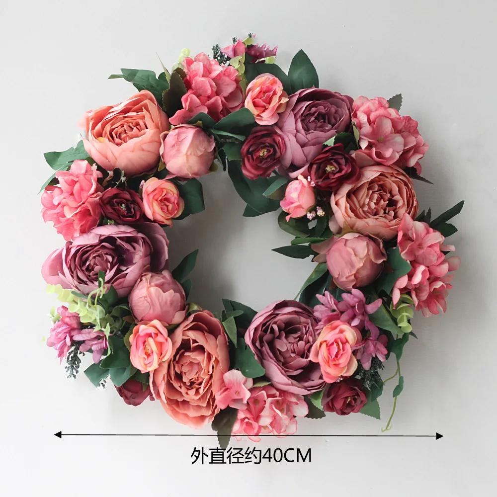 Artificial Peony Wreath Garland Rattan Home Decor Wedding Wreath Flower Home Door Decoration Wedding Centerpieces for Tables