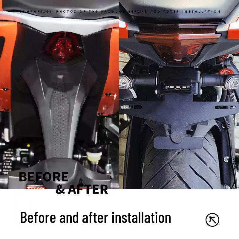 Qianjiang Sai 250/150 Rear Stainless Steel License Plate Holder, Short Tail Modification, Foldable & Thickened