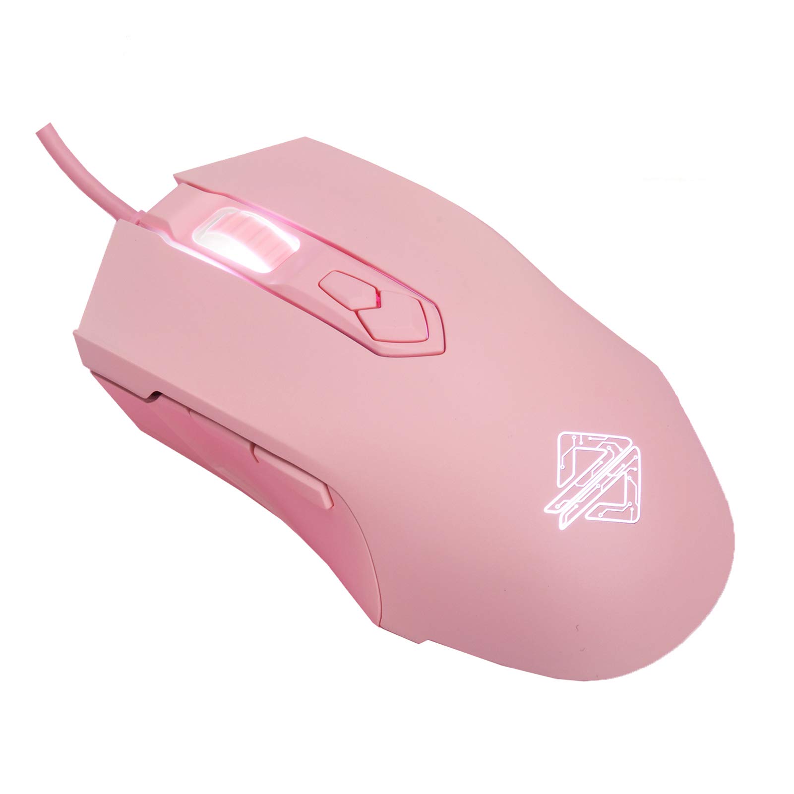 

AJ52 Gaming Mouse Optical USB Wired Mouse Million Colors RGB Light 3 Brilliant Lighting Effects 7 Adjustable DPI Levels 7 Buttons Adjustable рожевий