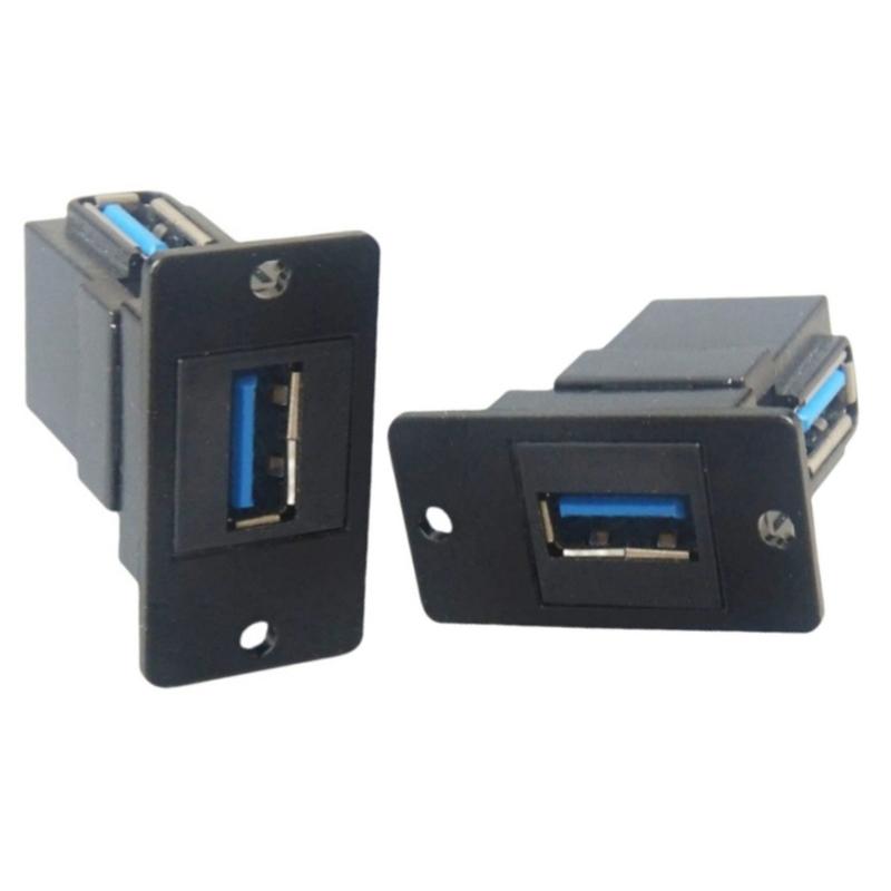 Two Sideds USB 3.0 Square Flush Mount Adapter 5Gbps Charging Port Back Front Access For Computers Externals Drive