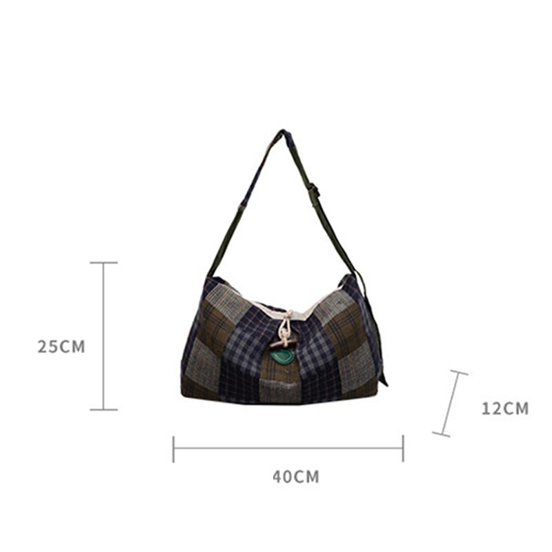 Large Capacity Messenger Bag Casual and Lightweight Plaid Design with Adjustable Shoulder Straps Fashionable Shoulder Bag KTB